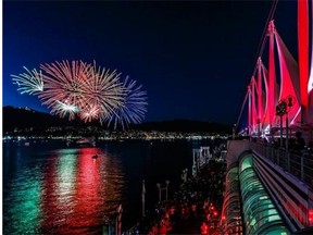 Fireworks light up the skies next to Canada Place on Thursday night at 9 p.m. and midnight.