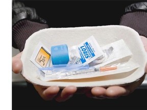 An injection kit at Insite, the supervised injection facility in Vancouver. Despite their conservative approach, researchers found that one facility in Toronto would incur $33.1 million in direct operating expenses over 20 years, but save $42.7 million in health care costs because of an anticipated reduction in HIV and hepatitis C infections. This represented a net savings of $9.6 million.