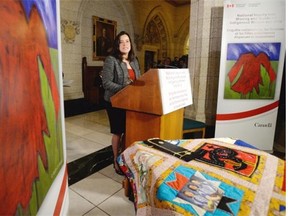 Jody Wilson-Raybould speaks on Parliament Hill earlier this month regarding missing and murdered First Nations women and girls.