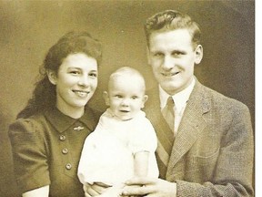 Joyce, Stephen and Jim Hume pose for a photo in 1947.