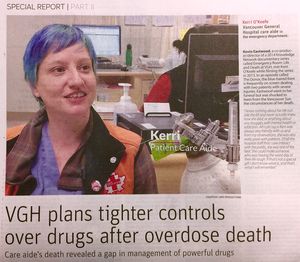 The Vancouver Sun special report on a care aide who stole drugs from the Vancouver General Hospital emergency department where she worked for about 15 years. Kerri O'Keefe died of an overdose August, 20, 2015 