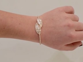 A diamond statemento cuff by jewelry designer Anita Ko is pictured in this video screenshot.