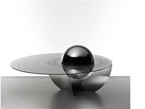 The Boullee table designed by London's Brooksbank & Collins presents a 'glimpse of interstellar horizons' and is available at Gallery FUMI (London).