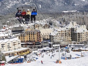 A ski lift rises above Whistler. A video showing the rescue of a boy falling off a chairlift at Whistler Blackcomb is gaining a lot of attention on YouTube.