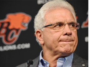 B.C. Lions GM Wally Buono she he wasn’t thrilled about his team’s early playoff exit during an end-of-season news conference on Wednesday in Surrey.,He was especially steamed with Andrew Harris’s frustrations going publc.