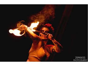 Lithium Little performs her tribute to the Nicolas Cage movie Ghost Rider. Photo courtesy of Zemekiss Photography