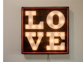 LOVE marquee sign by The Wood Type Shop in Vancouver, $450 at Etsy, etsy.com/ca/.