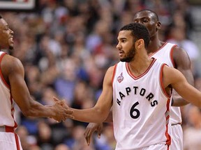 Cory Joseph (right) has been a stalwart defender for the Toronto Raptors this season, ably supporting fellow guard and team star Kyle Lowry (left). (Frank Gunn, Canadian Press)