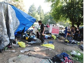 A makeshift camp in Abbotsford had to be packed up after BC Hydro ordered homeless campers off the land last summer.