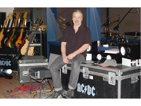 Mike Fraser in the studio with AC/DC's gear during the recording of Black Ice in 2008.