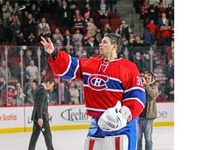Montreal Canadiens goalie Carey Price, tossing a puck into the crowd after being named first star for his shutout of the St. Louis Blues last week, is far and away the best goalie in the National Hockey League, with a 1.29 goals against average and .961 save percentage.
