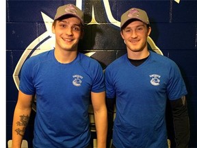 The Vancouver Canucks announced the news with this phot and tweet: "WELCOME TO THE TEAM BOYS!! It's official: @Jake_Virtanen & @jaredmccann19 are #Canucks."