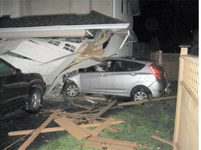 A Saanich house sustained significant damage after a car crashed into it on Wednesday morning.
