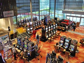 Slot machines line the front entrance area of Elements Casino on Monday morning (Dec. 14), prior to the facility's public grand opening on Thursday (Dec. 17).