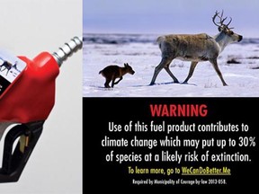 Metro Vancouver motorists are the target as some cities in the region consider posting dire warnings about climate change on local gas pumps.
