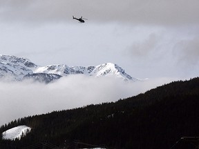 A Search and Rescue helicopter near Revelstoke.