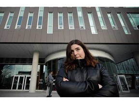 A group of current and former UBC graduate students held a press conference on Nov.22, 2015 reporting of sexual assault and systemic failures at the University of dealing with the harassment. Caitlin Cunningham (outside on campus) alleges she was sexually assaulted by a history student.