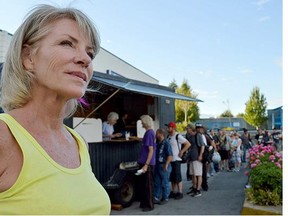 Nightshift Street Ministries founder MaryAnne Connor during food service outside their Whalley facility last year. The charity's cargo van was stolen on Jan. 1 and they're 'limping' by without it, says Connor.