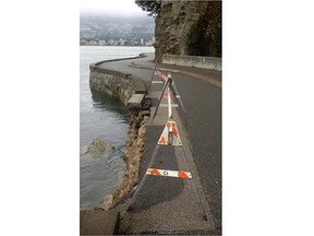 A portion of the seawall around Stanley Park has been closed after a section of the outer wall collapsed Monday morning.