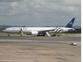The France Plane which made emergency landing at Moi International Airport Mombasa  Sunday Dec. 20, 2015.