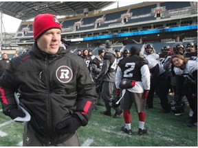 Ottawa Redblacks head coach Rick Campbell is seen during the team’s Grey Cup practice in Winnipeg on Wednesday, Nov. 25, 2015. The 103rd Grey Cup featuring the Redblacks and the Edmonton Eskimos will be played in Winnipeg on Sunday.