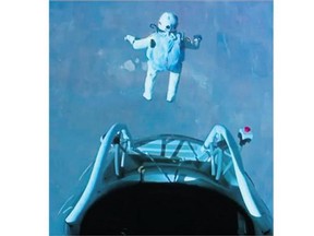 Felix Baumgartner drops from his space capsule.