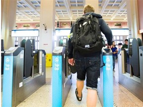 One of the problems is that until the system is fully functional, most gates are locked open, so people do not have to tap out to get through a fare gate.