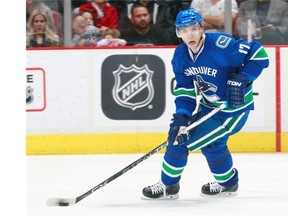 Radim Vrbata #17 of the Vancouver Canucks skates up ice during their NHL game against the Columbus Blue Jackets at Rogers Arena February 4, 2016 in Vancouver, British Columbia, Canada.