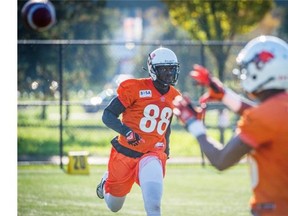 Receiver Geraldo Boldewijn (left) of the B.C. Lions will get a chance to show his stuff Saturday afternoon when the Calgary Stampeders pay a visit to BC Place Stadium.