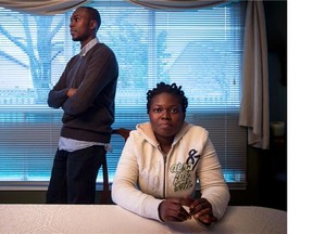“I am going to Canada to build my life”: Refugees Fiacre Kouablan, left, and his sister Diana Kouablan at the home of their sponsors in Markham, Ont., on Wednesday. After spending much of the past five years in a refugee camp in Ghana, the siblings came to Canada via Pearson Airport last Thursday — the same day as a celebrated group of Syrian refugees.