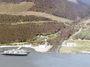 A rendering of the proposed Woodfibre LNG project near Squamish/