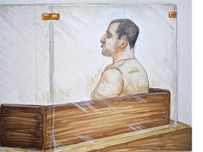 A British Columbia man convicted of trafficking teens for sex is back in court today for a sentencing hearing after repeated delays. Reza Moazami was found guilty last September of luring nearly a dozen young girls into prostitution in B.C.'s first human-trafficking conviction. Moazami is shown the prisoner’s box in this court drawing.