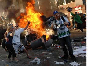 A scene from downtown Vancouver when rioting erupted after the Canucks lost the Stanley Cup Final June 15, 2011.