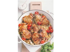 Roasted chicken with pancetta and lentils