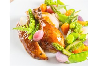Roasted Free Range Chicken with Glazed Young Vegetables, recipe by Alex Chen, executive chef of Boulevard Kitchen & Oyster Bar in Vancouver’s Sutton Place Hotel and B.C.’s entrant in the 2016 Canadian Culinary Championships.