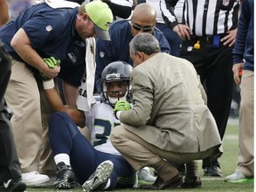 Seattle Seahawks running back Thomas Rawls was easily on pace for another 100-yard rushing game Sunday in Baltimore when he suffered a broken ankle and ligament damage, ending his season.