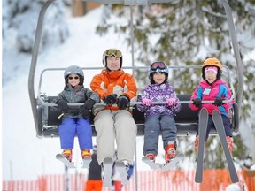 Skiers and snow boarders take to the slopes at the Cypress Mountain ski resort on the weekend.