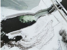 Skins Lake Spillway regulates the level of the Nechako Reservoir and the river levels downstream.