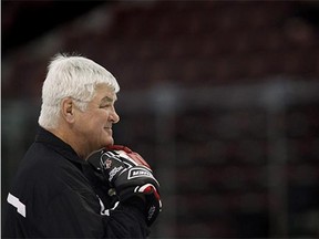 Team Canada's head coach Pat Quinn oversees his teams practice at the world junior hockey championships in Ottawa in December 2008. Quinn, who died last year at the age of 71, was named as a builder to the International Ice Hockey Federation Hall of Fame on Thursday.