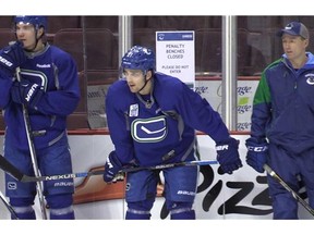 Vancouver Canucks centre who had sports hernia surgery to play against Nashville Predators after missing 33 games.