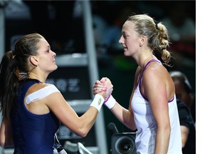 Agnieszka Radwanska beat fourth-seeded Petra Kvitova 6-2, 4-6, 6-3 Sunday at the WTA Finals to clinch the biggest title of her career.