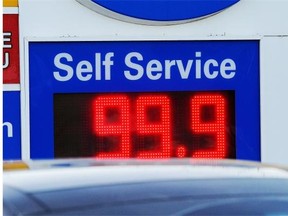 A gas station in Langley as gas prices in Metro Vancouver briefly flirted with buyers at under $1.