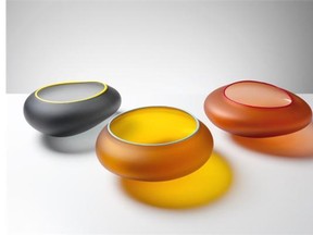 “Supernatural” bowls by glass artist Jaan Andres, found in the Crawl’s Mergatroid Building.