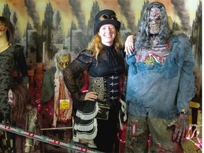 Tanya Nahal, the manager of pop-up retailer Halloween Alley, poses in her store in Langley.