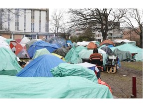The tent city outside the provincial courthouse at Burdett and Quadra streets is now home to an estimated 80 tents and about 100 people.

The tent city outside the provincial courthouse at Burdett and Quadra streets is now home to an estimated 80 tents and about 100 people.