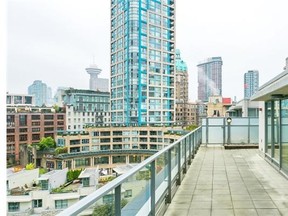This penthouse on Abbott Street in downtown Vancouver has an entertainment-sized wraparound deck.