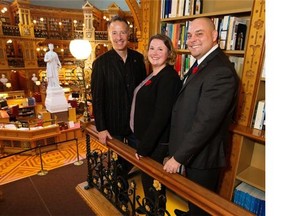 Three B.C. area newly elected MPs get a peek inside the historic Parliamentary Library. From left, Liberal Steve Fuhr, New Democrat Rachel Blaney and Conservative Todd Doherty.