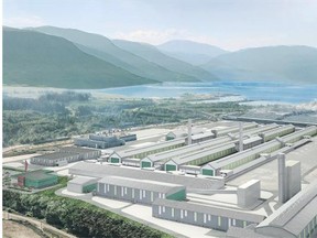 Rio Tinto Alcan’s Kitimat aluminum smelter, seen here in an artist’s rendering, topped the list of B.C. industrial property assessments at $579 million.