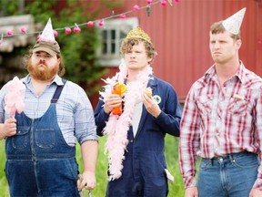 K. Trevor Wilson, left, Nathan Dales and Jared Keeso star in Letterkenny. Keeso believes that actors should make their own opportunities by writing their own material. CraveTV/Bell
