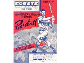 Vancouver Capilanos baseball program, circa 1940. From the Max Weder collection.